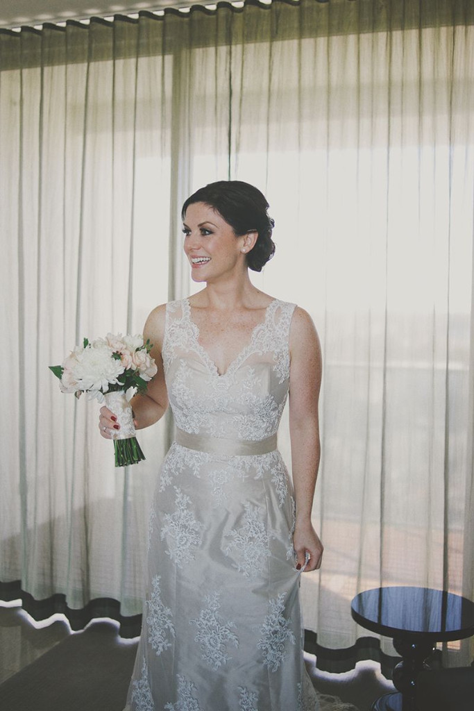 Fiona's Oyster Silk & Ivory Lace Gown