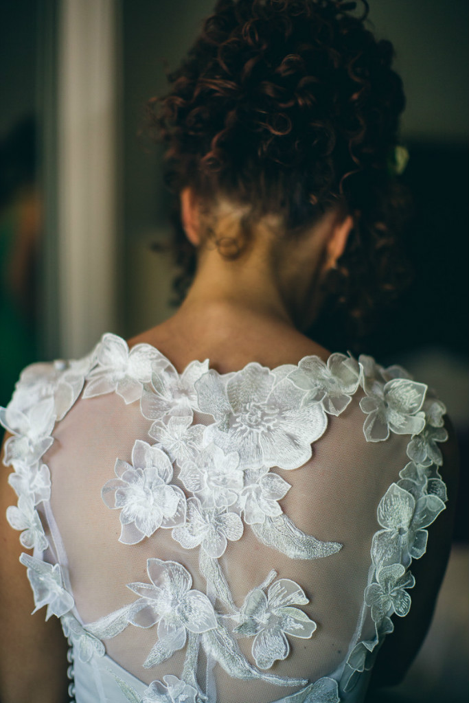 Sarah's Oyster Silk & Lace Wedding Gown