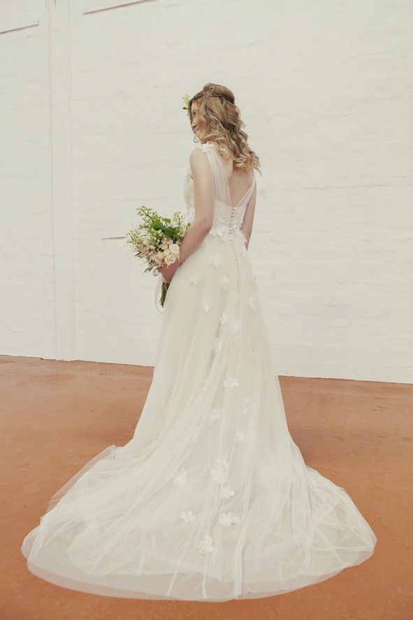 Hayley Textural Flower and Tulle Wedding Gown