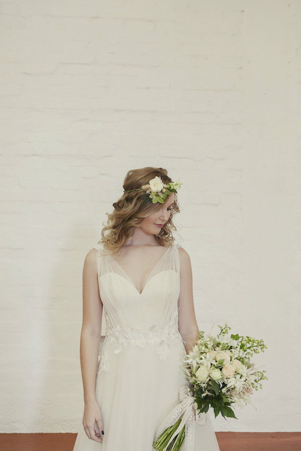 Hayley Textural Flower and Tulle Wedding Gown