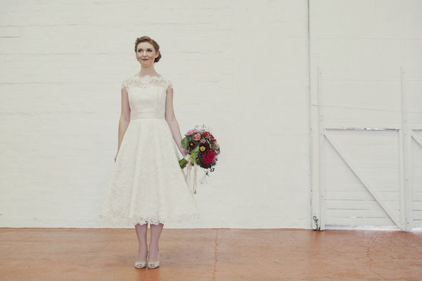 Evie Lace Tea Length Wedding Dress