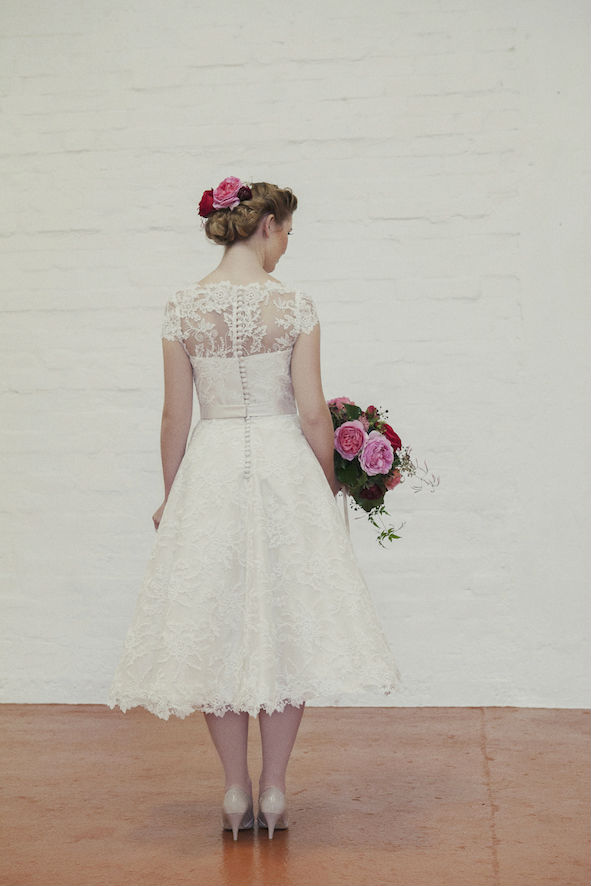 Evie Lace Tea Length Wedding Dress