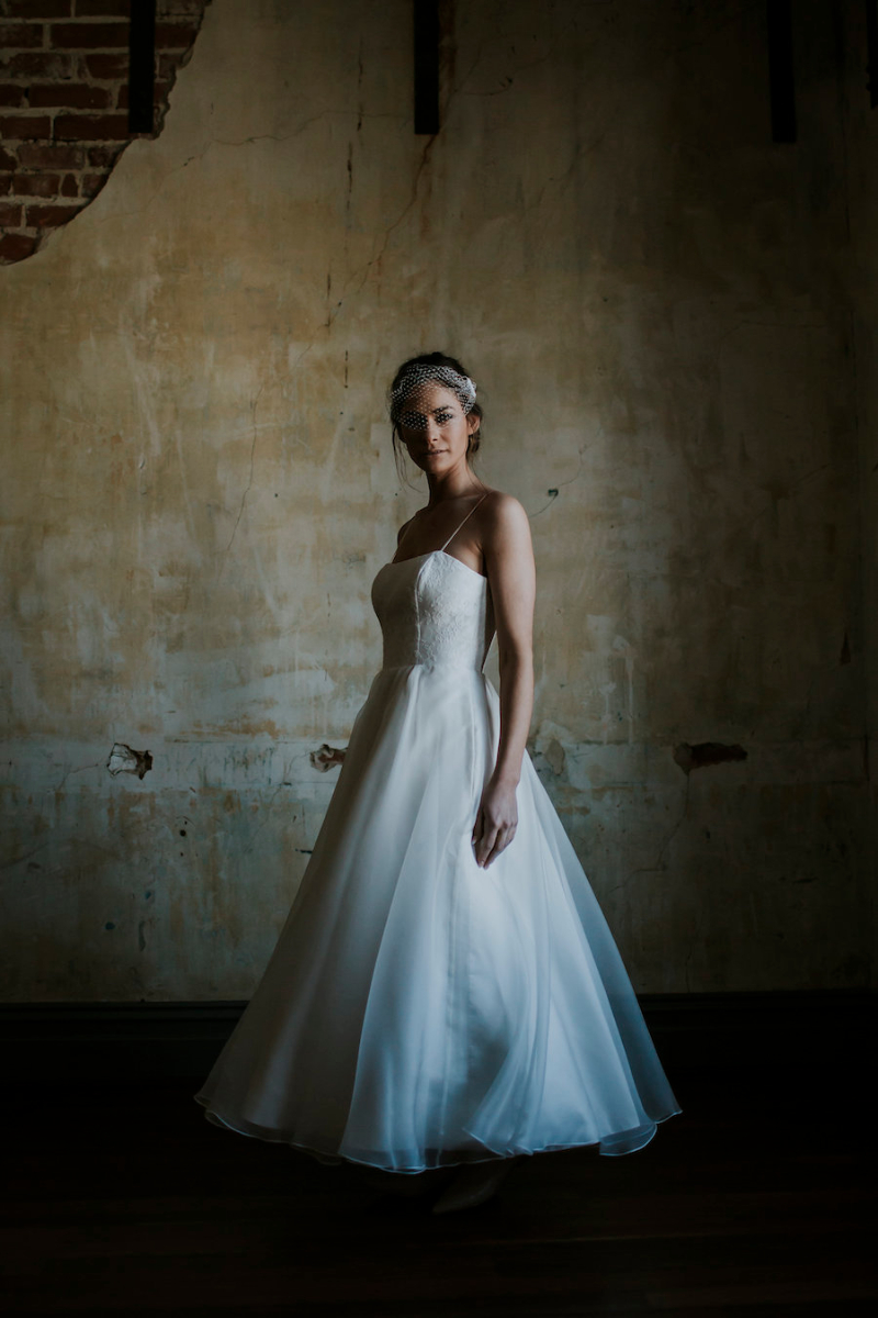 Anna Ballerina Length Wedding Dress with Silk Organza Overlay