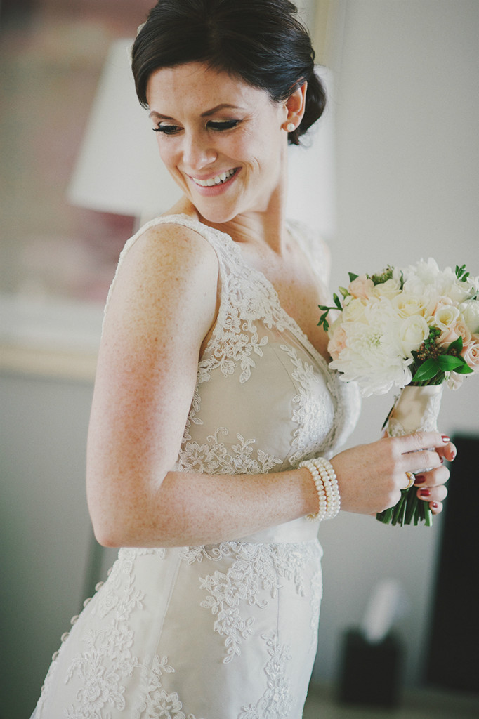 Fiona's Elvi Design Oyster Wedding Gown. Image by CJ Williams Photography.